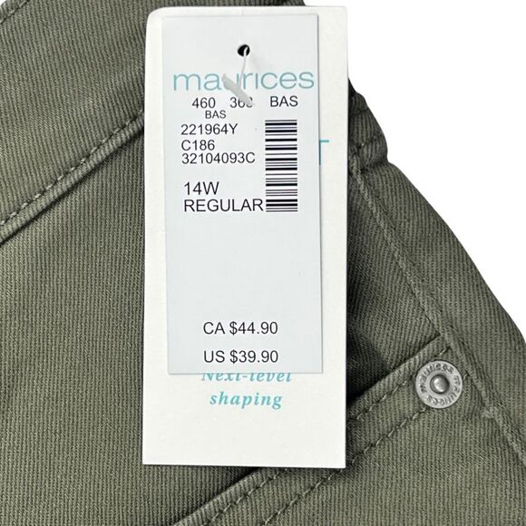 M Jeans Pants 14W Olive Green Neutral Tone Denim Casual Skinny High Rise Jeans - Picture 7 of 14